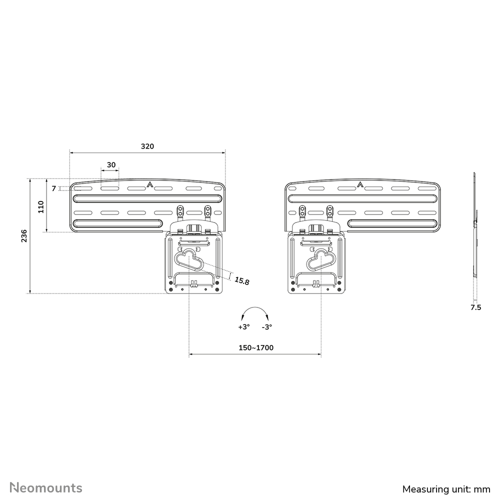 Neomounts WL30-265BL1 TV-beugel wand 43-85" Samsung schermen - ultra-vlak